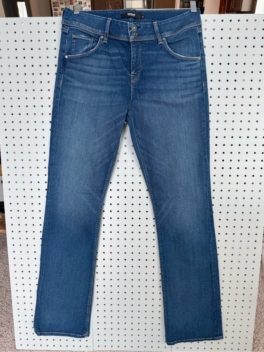 Hudson Jeans Women's Slim Straight in Mid Blue Denim